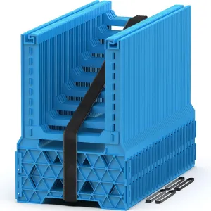 PAULINN 20FT RV Camper Sewer Hose Support, Ocean Blue Height Adjustable Sewer Hose Support for RV Camper, Deep Cradles Design, Quick Setup and Takedown, w/Secure Rubber Band & Carrying Strap