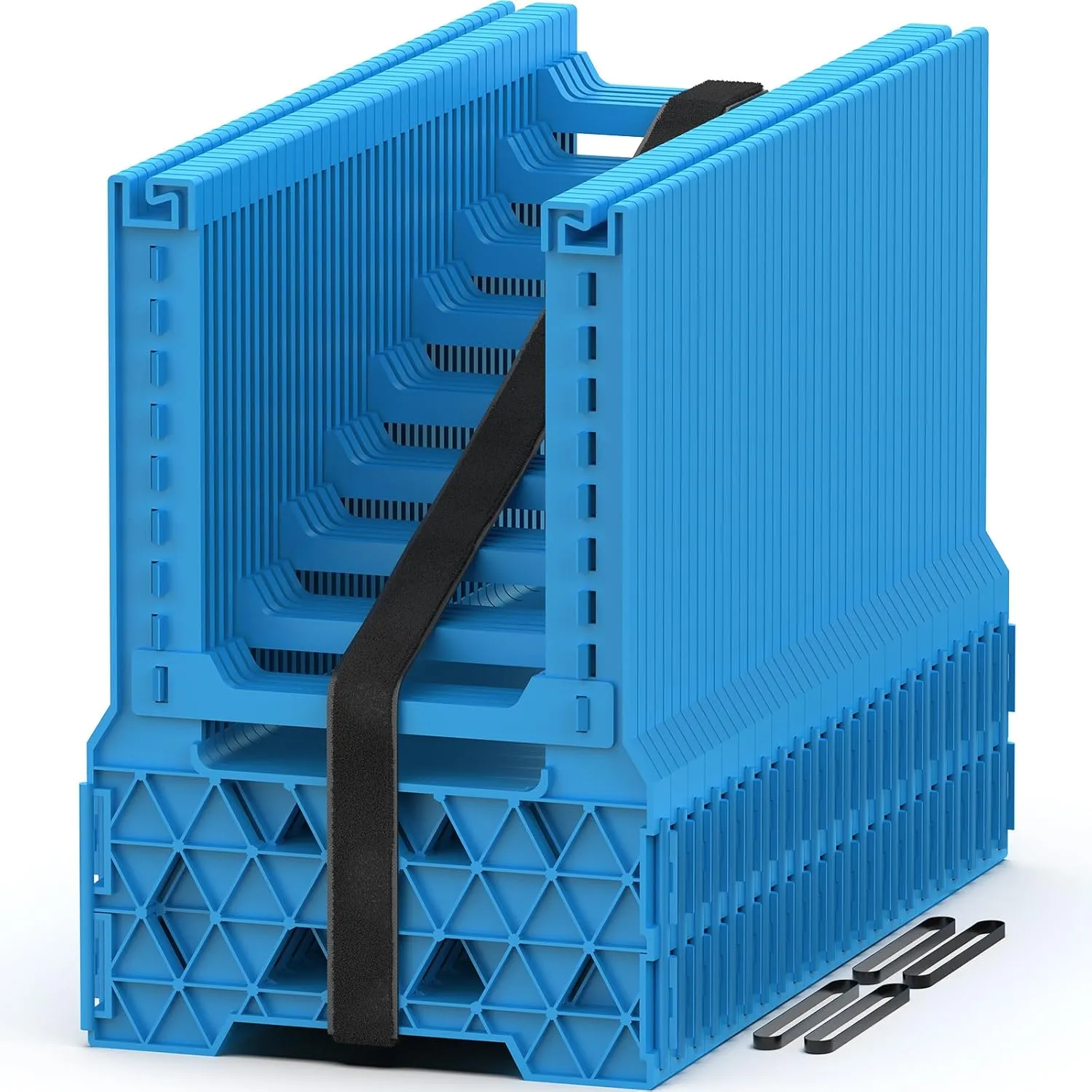 PAULINN 20FT RV Camper Sewer Hose Support, Ocean Blue Height Adjustable Sewer Hose Support for RV Camper, Deep Cradles Design, Quick Setup and Takedown, w/Secure Rubber Band & Carrying Strap
