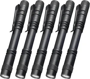 Pen Flashlight,LED Pocket 1200 Lumens Pen Light Flashlights with Clip,5-Pack