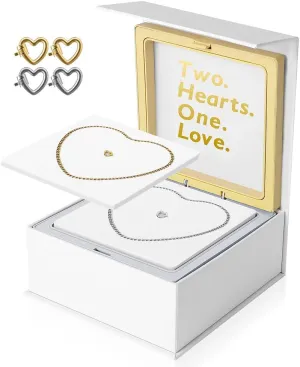 Permanent Couples Bracelet Kit – Locking Heart Clasp DIY Bracelet Set for Couples, Friends, and Family – Unique Gift for Anniversary, Valentine’s Day, Birthday – His & Hers Matching Bracelets