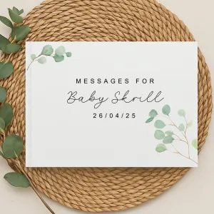 Personalised Green Leaf Baby Shower Guest Book