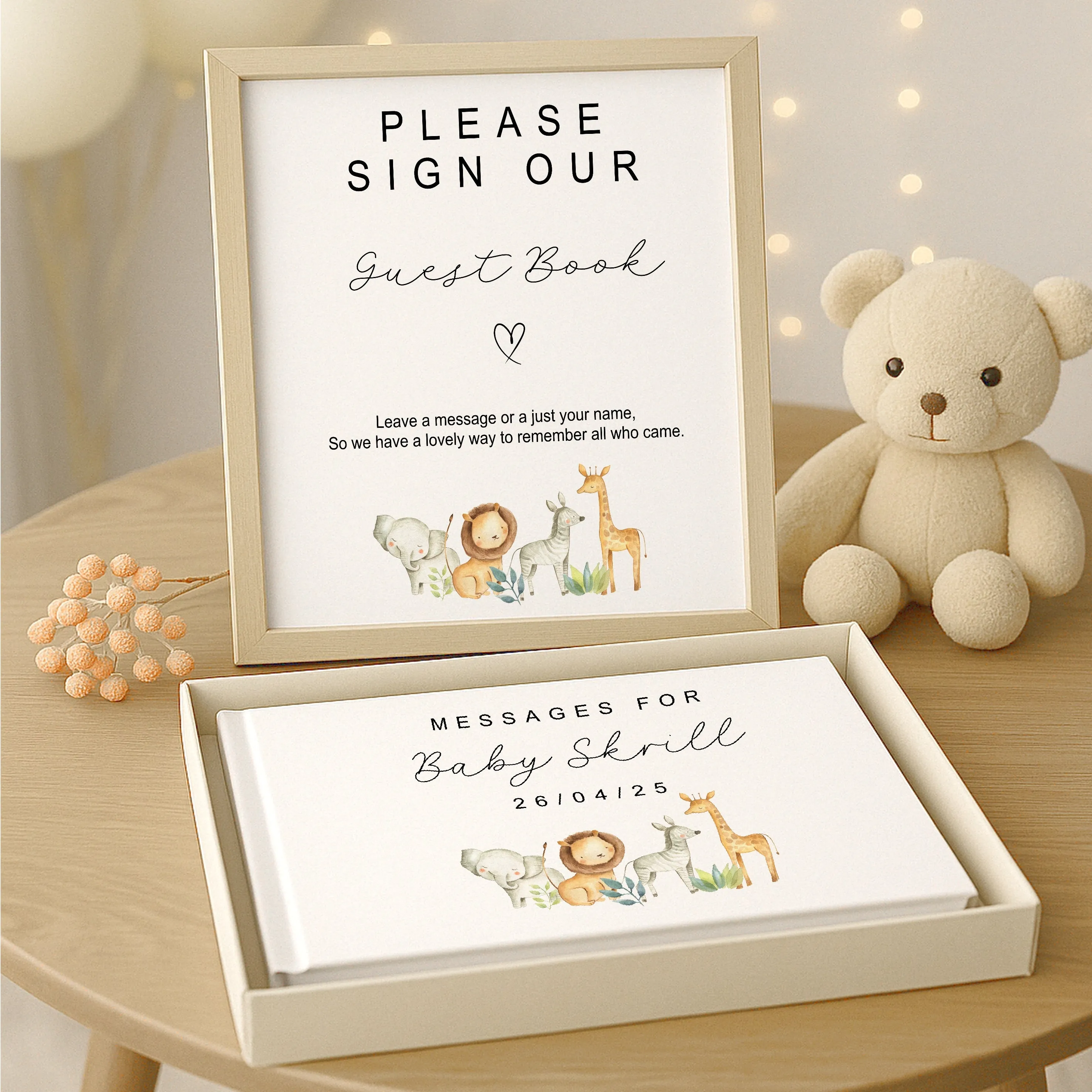 Personalised Jungle Safari Baby Shower Guest Book