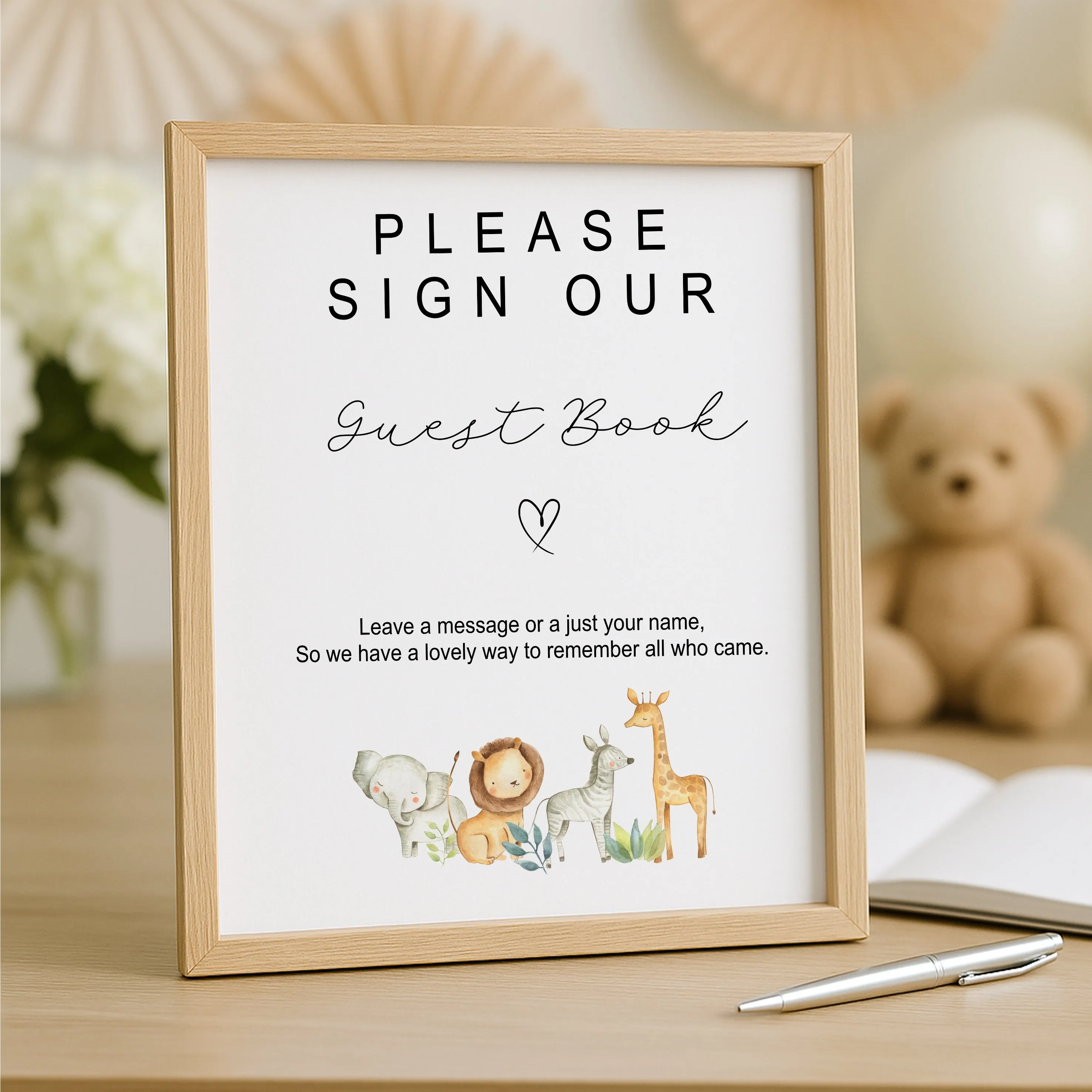 Personalised Jungle Safari Baby Shower Guest Book