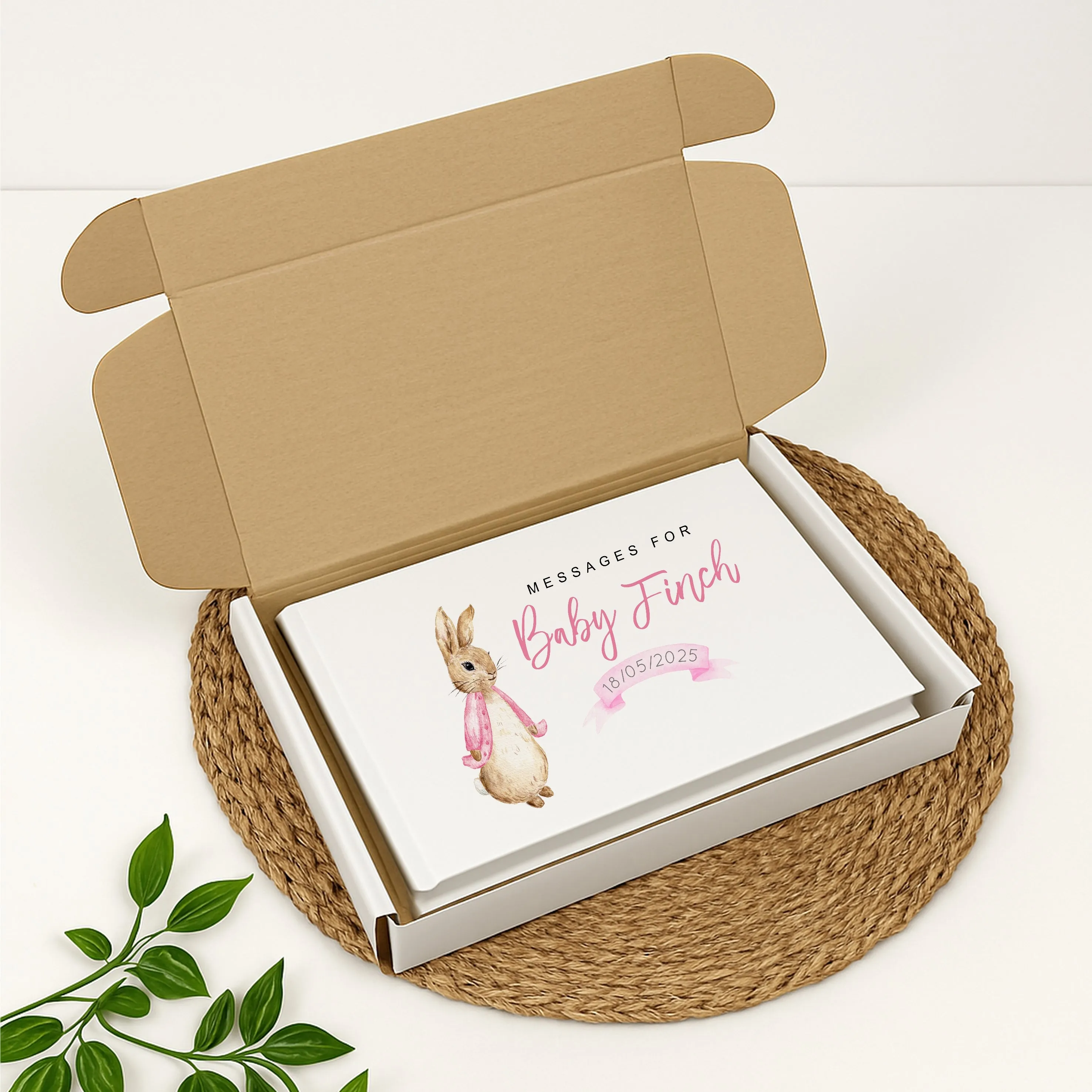 Personalised Pink Rabbit Baby Shower Guest Book