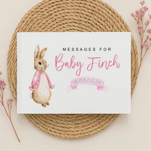 Personalised Pink Rabbit Baby Shower Guest Book