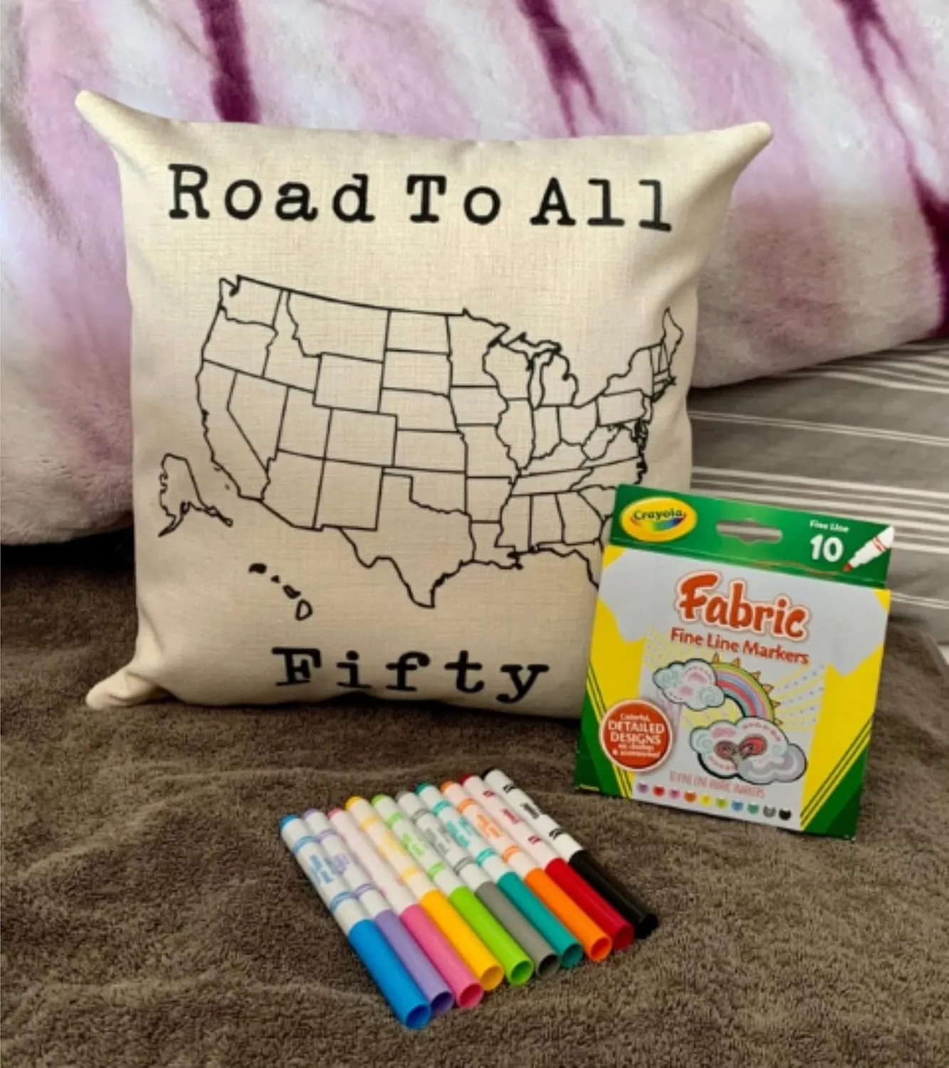 Personalized camper decorative throw pillow cover, making memories one campsite at a time camping pillow case, USA travel Map pillow sham, gift rver (tent, 18" x 18")