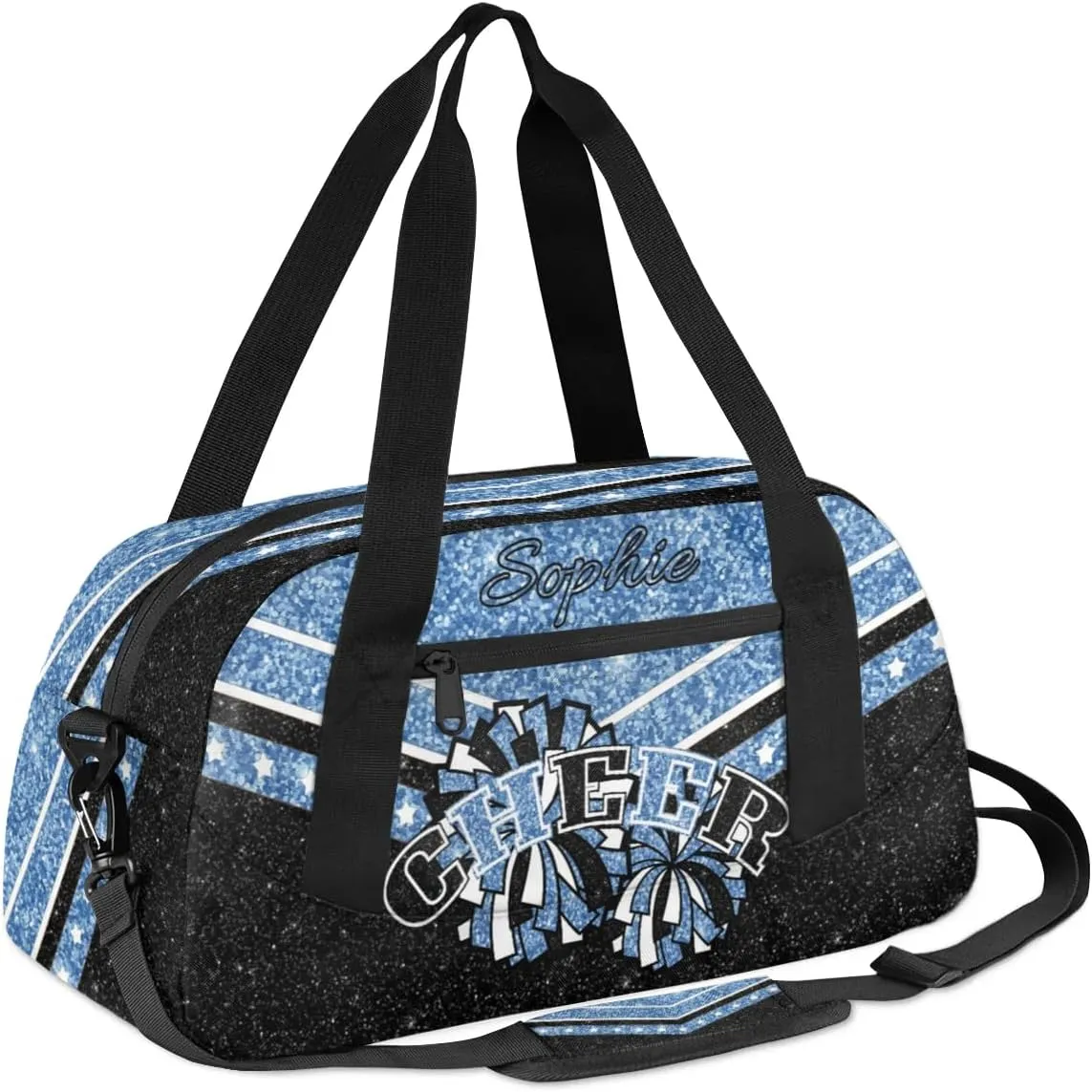 Personalized Cheer Bag for Girls, Custom Name Cheerleader Bag, SportS Gym Duffle for Women Blue