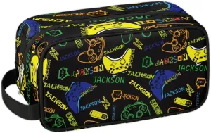 Personalized Toiletry Bag for Man Boy, Custom Cosmetic Bag Travel Makeup Bag Shaving Bag Make Up Bag Organizer Christmas Birthday Gift Game Colorful Pattern
