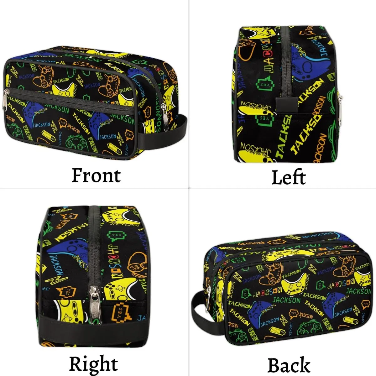 Personalized Toiletry Bag for Man Boy, Custom Cosmetic Bag Travel Makeup Bag Shaving Bag Make Up Bag Organizer Christmas Birthday Gift Game Colorful Pattern