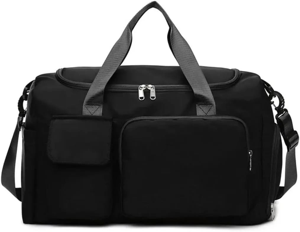 Personalized Weekender Bag for Men and Women - Custom Duffle Bag for Travel and Gym (Black Custom with Text or Logo)