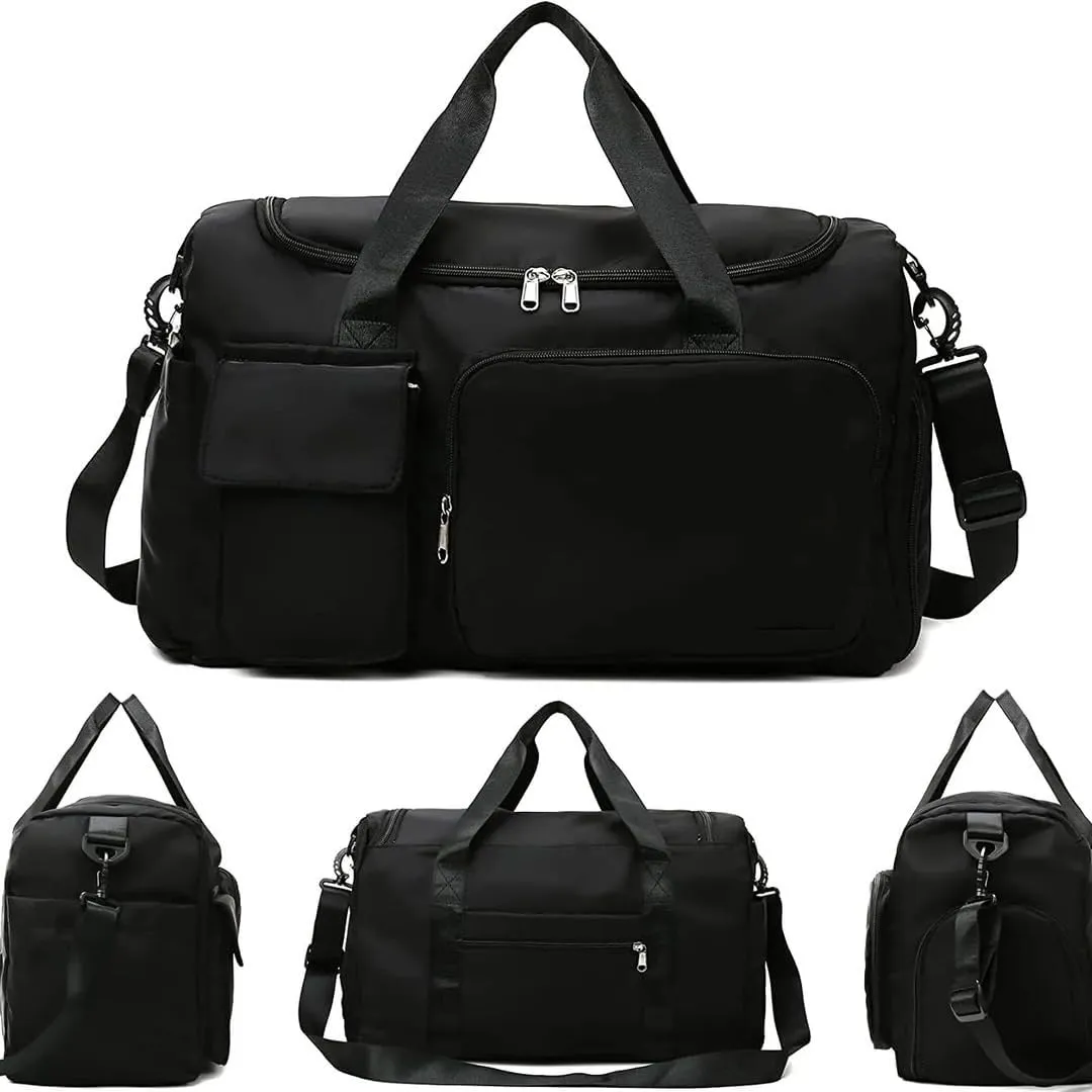 Personalized Weekender Bag for Men and Women - Custom Duffle Bag for Travel and Gym (Black Custom with Text or Logo)