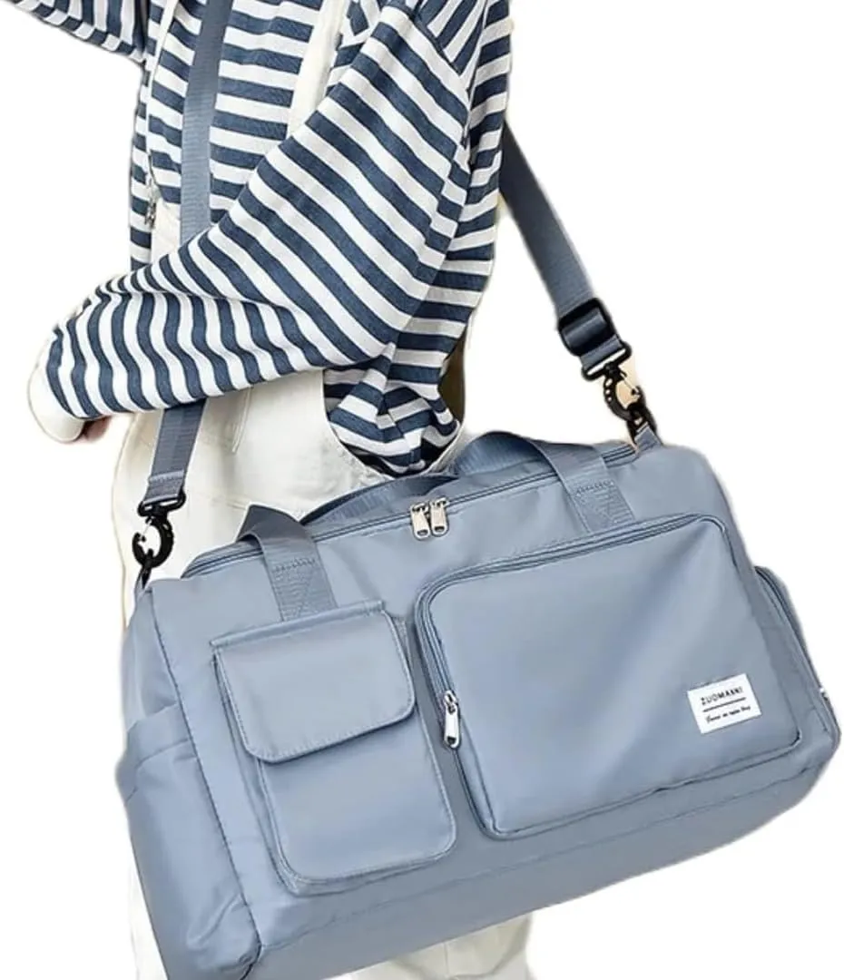 Personalized Weekender Bag for Men and Women - Custom Duffle Bag for Travel and Gym (Light Blue)