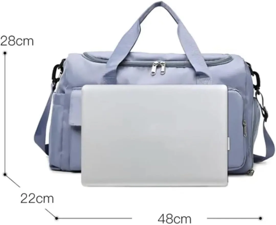 Personalized Weekender Bag for Men and Women - Custom Duffle Bag for Travel and Gym (Light Blue)