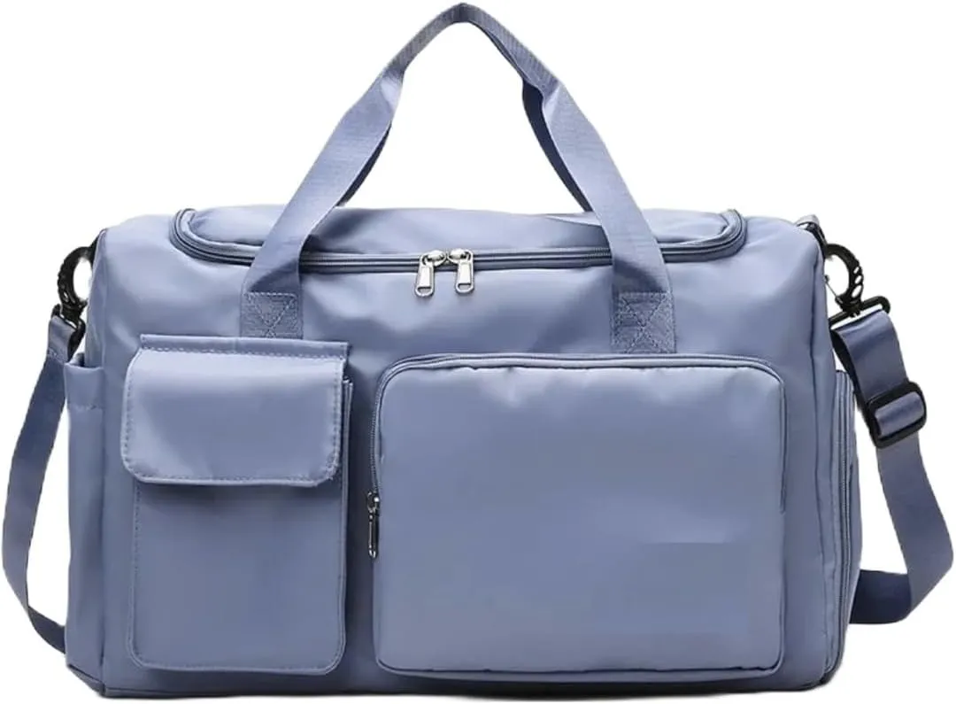 Personalized Weekender Bag for Men and Women - Custom Duffle Bag for Travel and Gym (Light Blue)