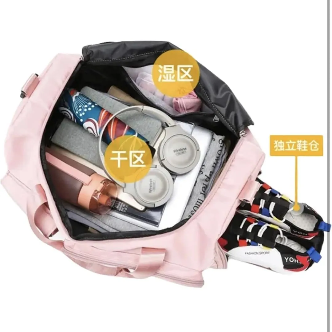 Personalized Weekender Bag for Men and Women - Custom Duffle Bag for Travel and Gym (Pink Custom with Text or Logo)