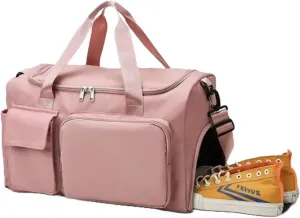 Personalized Weekender Bag for Men and Women - Custom Duffle Bag for Travel and Gym (Pink)