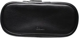 Peterson Classic 2 Pipe Pouch - Black Genuine Leather Protective Bag For Wood Briar Pipes, Zipper Closing, Easy Storage & Travel