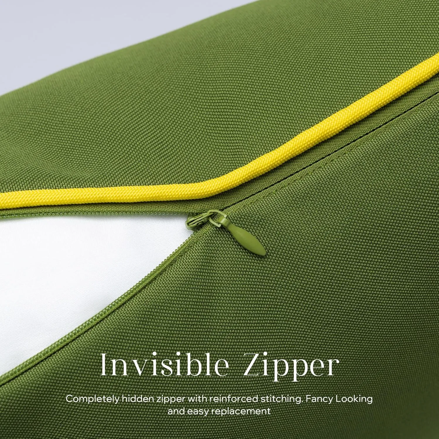 Phantoscope Pack of 2 Outdoor Waterproof Throw Pillow Covers with Contrast Piping, Decorative Square Cushion Case Patio Pillows for Couch Tent Sunbrella, Dark Green 20x20 inches