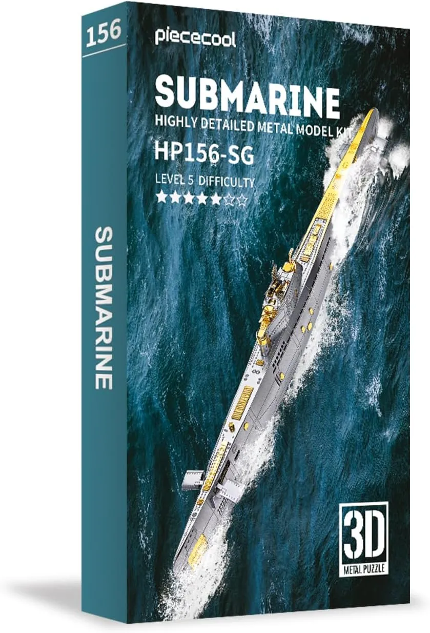 Piececool 3D Metal Puzzles for Adults, Military Submarine Metal Model Building Kits for Stress Relax, Great Christmas Birthday Gifts