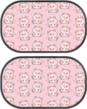 Pink Pig Love Car Sun Shade for Baby Kids 2 Pack Cling Side Window Car Rear Sunshades Universal with Storage Bag Sun Glare and UV Rays Protection