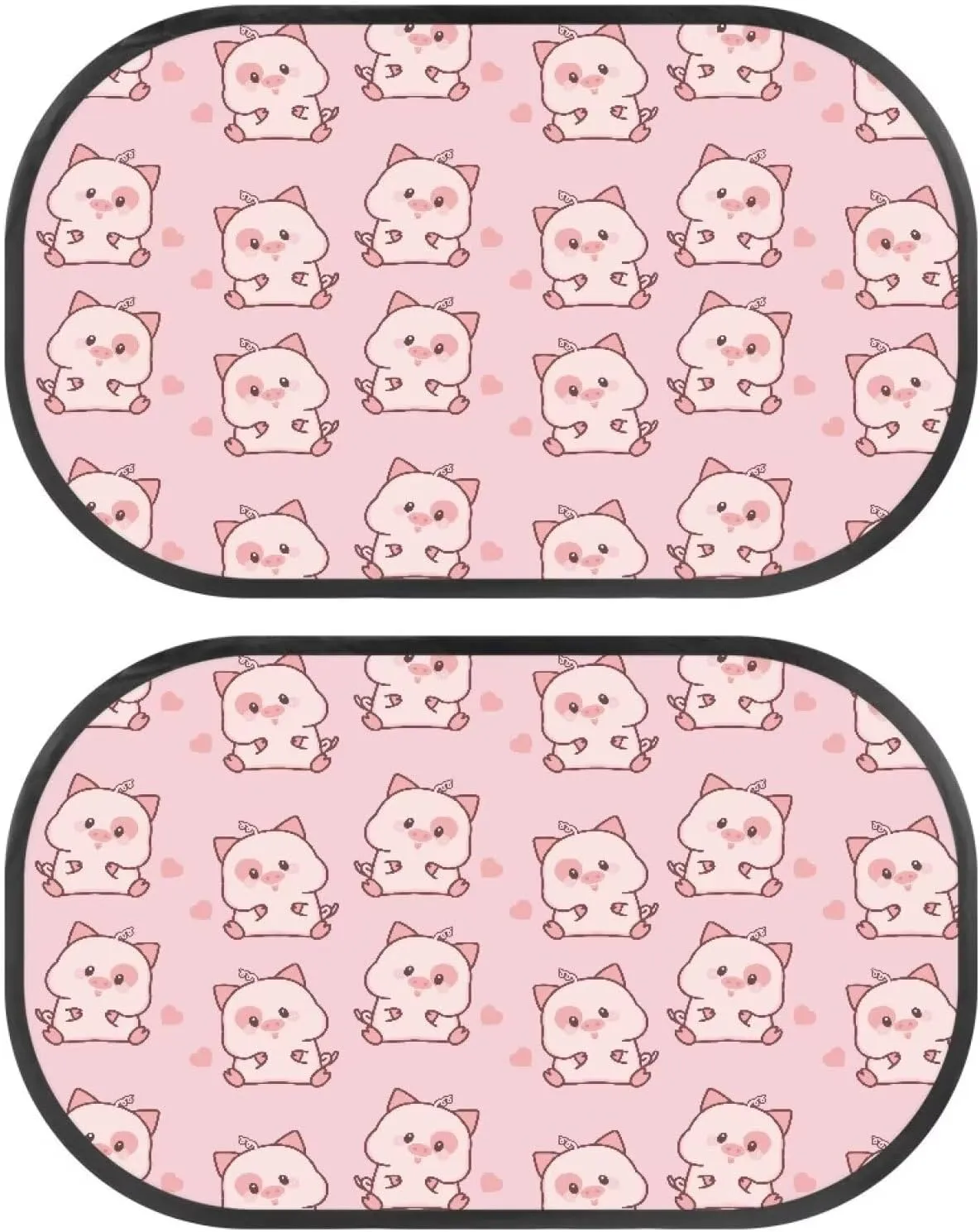 Pink Pig Love Car Sun Shade for Baby Kids 2 Pack Cling Side Window Car Rear Sunshades Universal with Storage Bag Sun Glare and UV Rays Protection