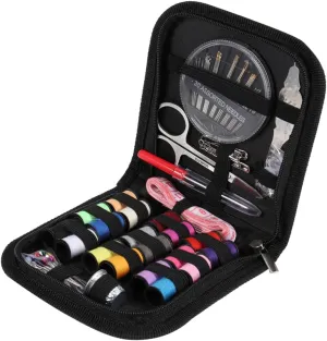 PLAFOPE 58pcs Travel Sewing Kit Emergency Present Set with Needles Thread and Scissors Blue Zipper Bag for Home Travel and Campers