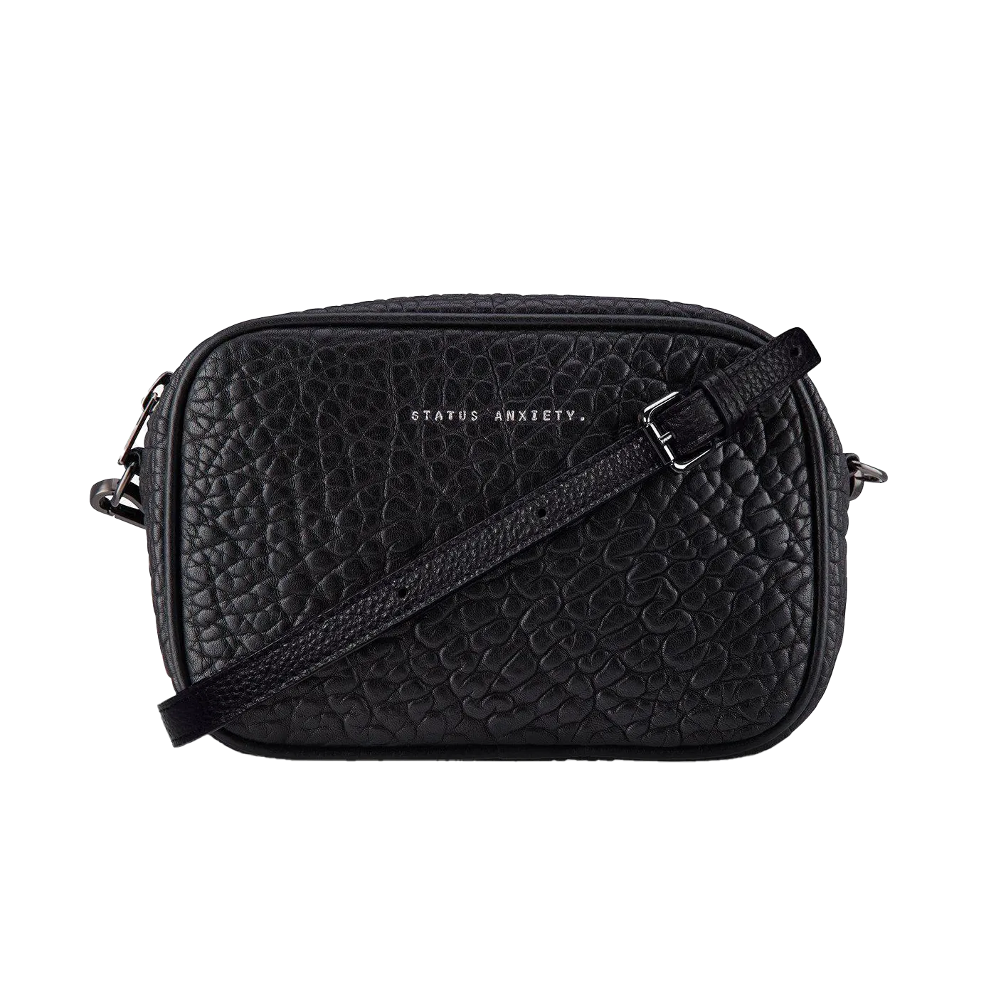 Plunder shoulder bag black bubble leather
