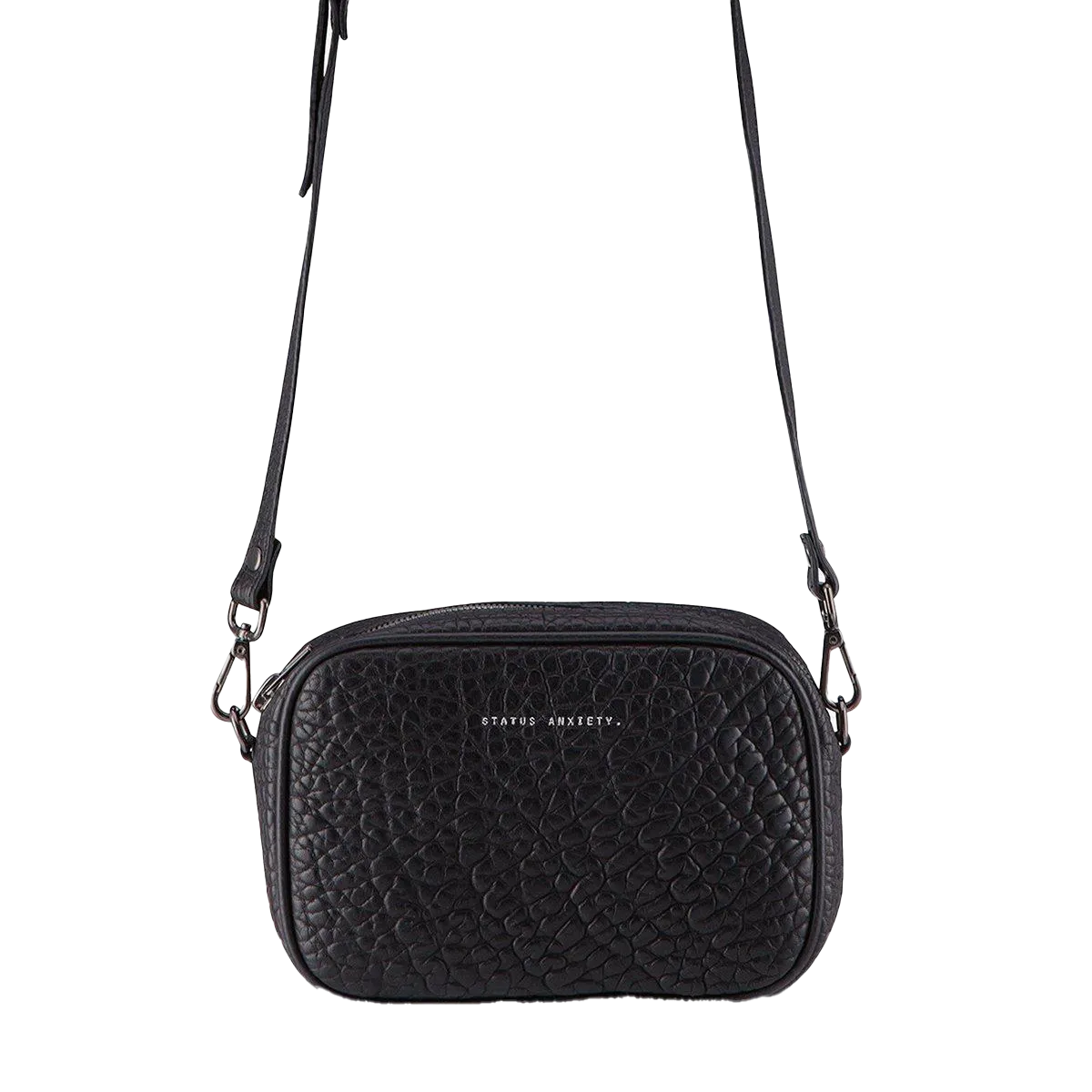 Plunder shoulder bag black bubble leather