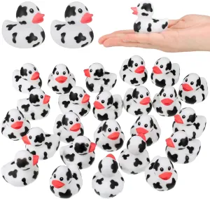 Poen 48 Pcs Cow Ducks Mini Cow Rubber Duck Bulk Baby Bath Toy Cowboy Theme Baby Shower Birthday Bathtub Party Favors Swimming Pool Party Decorations