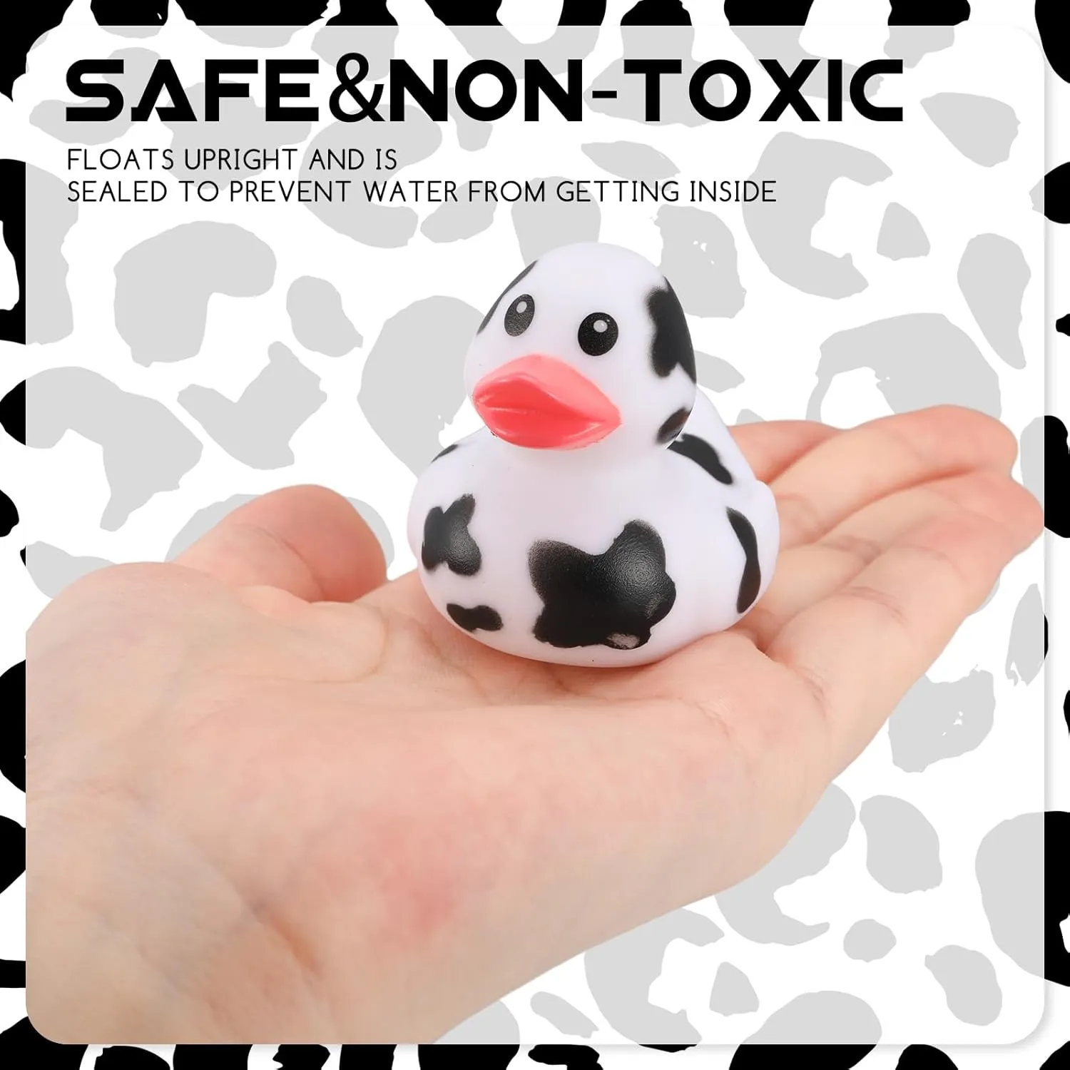 Poen 48 Pcs Cow Ducks Mini Cow Rubber Duck Bulk Baby Bath Toy Cowboy Theme Baby Shower Birthday Bathtub Party Favors Swimming Pool Party Decorations