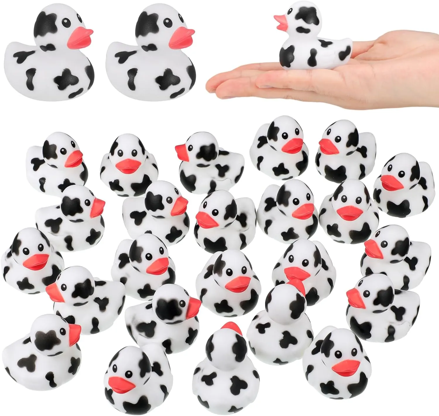 Poen 48 Pcs Cow Ducks Mini Cow Rubber Duck Bulk Baby Bath Toy Cowboy Theme Baby Shower Birthday Bathtub Party Favors Swimming Pool Party Decorations