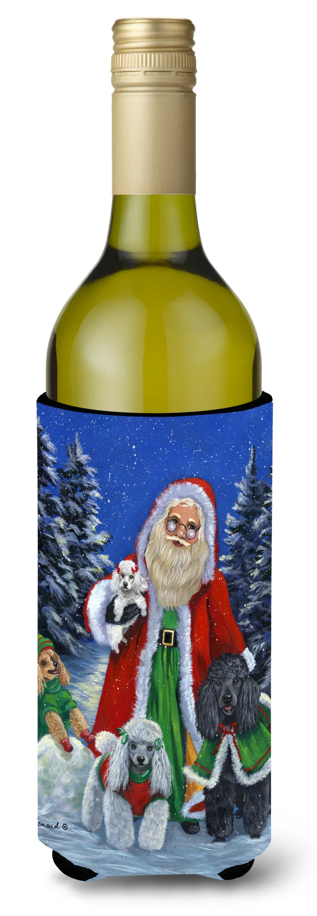 Poodle Christmas Santa Wine Bottle Hugger PPP3150LITERK