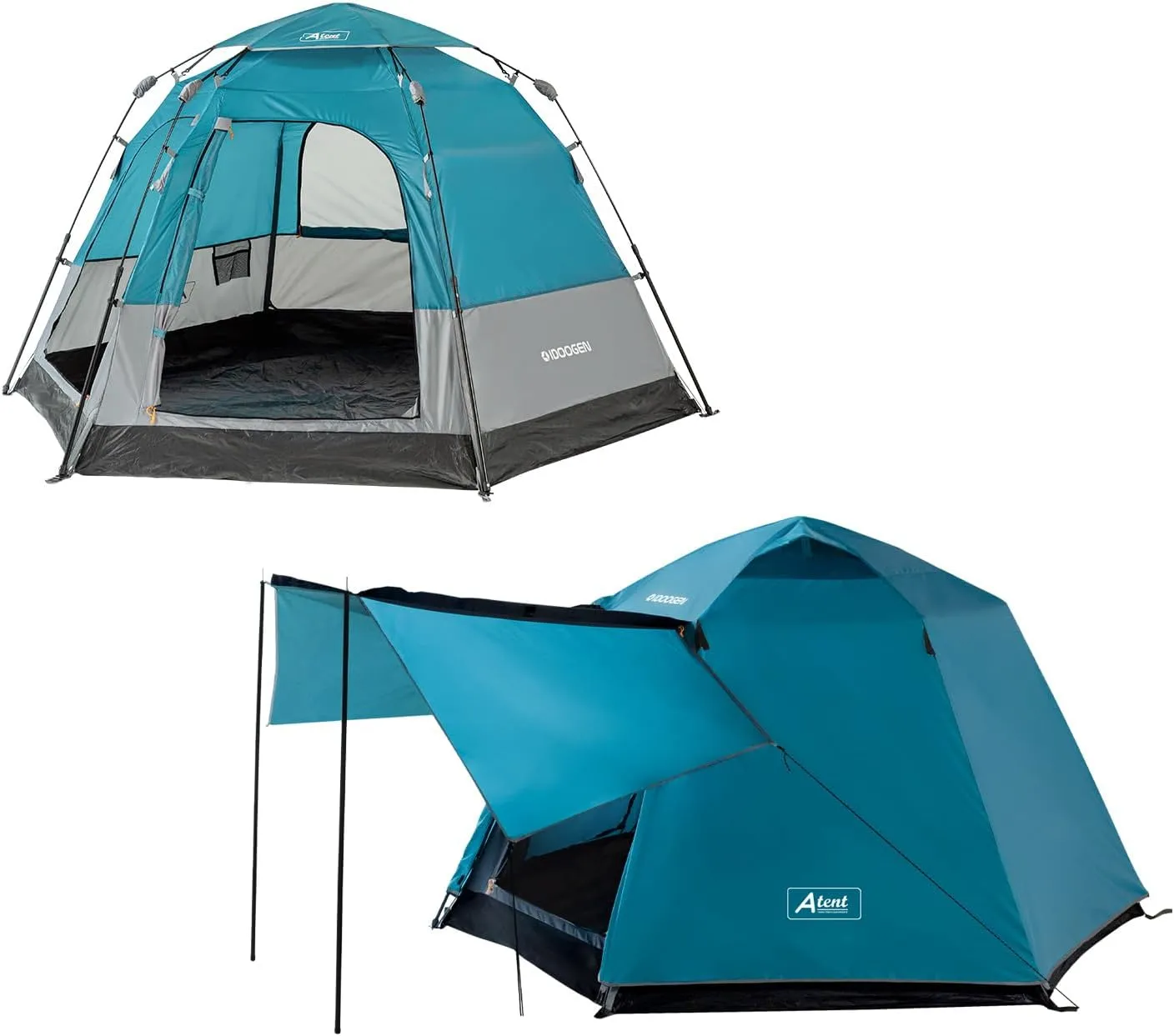 Pop Up Tents for Camping, Waterproof 4 Person Instant Tents Camping with Removable Rainfly, 2 Door 4 Mesh Windows Easy Setup Camping Tent, Included Moisture-Proof Mat