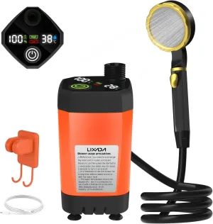 Portable Camp Shower Pump Outdoor Shower Kit with Full Screen Energy Saving Mode Customizable Full Screen for Camping