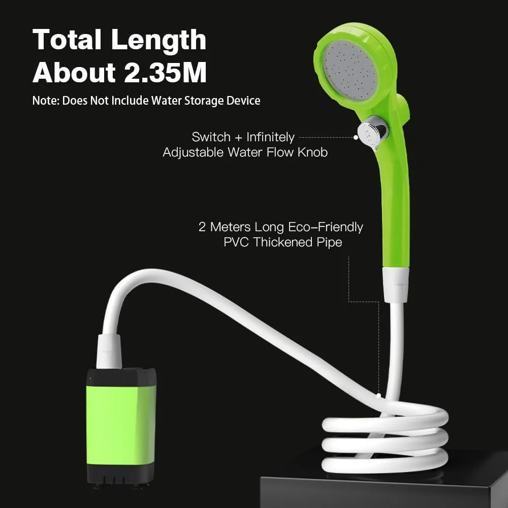 Portable Camp Shower Pump Outdoor Shower Kit with Full Screen Energy Saving Mode Customizable Full Screen for Camping