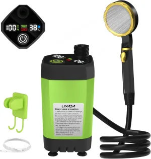 Portable Camp Shower Pump Outdoor Shower Kit with Full Screen Energy Saving Mode Customizable Full Screen for Camping
