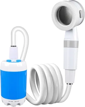 Portable Camping Shower 5000mah Battery Outdoor Camping Shower Pump Echargeable Shower Tool for Pumping Water from Bucket for Outdoor Camping Traveling Pet Bathing Car Washing