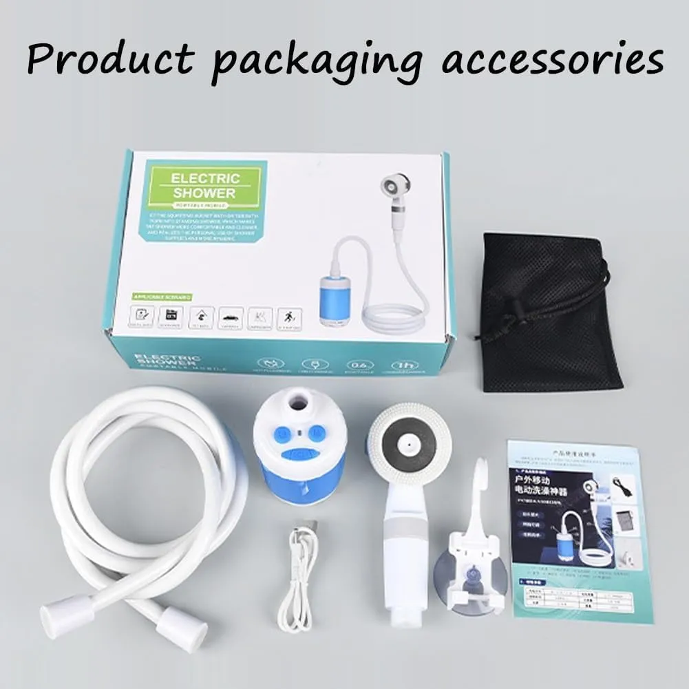 Portable Camping Shower Outdoor Camp Shower Pump, Upgrade Rechargeable Electric Shower Pump with Intelligent Digital, 2 Gear Adjustment, for Camping, RV, Pet Cleaning, Car Washing