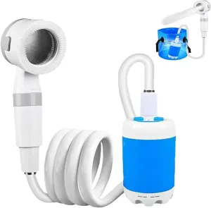 Portable Camping Shower Outdoor Camp Shower Pump, Upgraded Portable USB Rechargeable 2 Showers Modes, Waterproof Electric Showers for Camping, Hiking, Travel & Car Washing