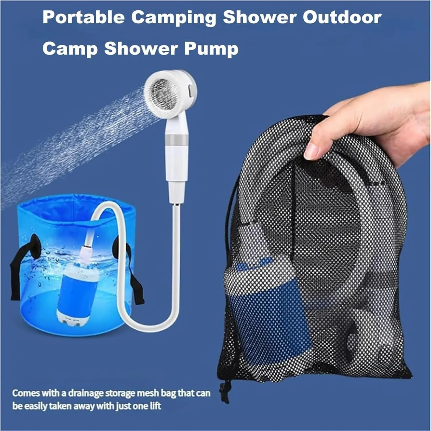 Portable Camping Shower Outdoor Camp Shower Pump, Upgraded Portable USB Rechargeable 2 Showers Modes, Waterproof Electric Showers for Camping, Hiking, Travel & Car Washing