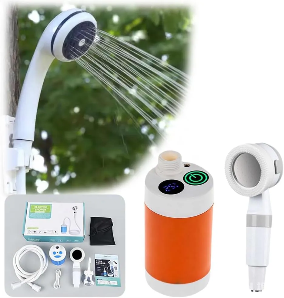 Portable Camping Shower Outdoor Camp Shower Pump,2025 New Upgrade Portable Shower Camping Shower Outdoor Shower Handheld Electric Shower,Multiple Spray Modes for Camping, Hiking, Traveling,RV