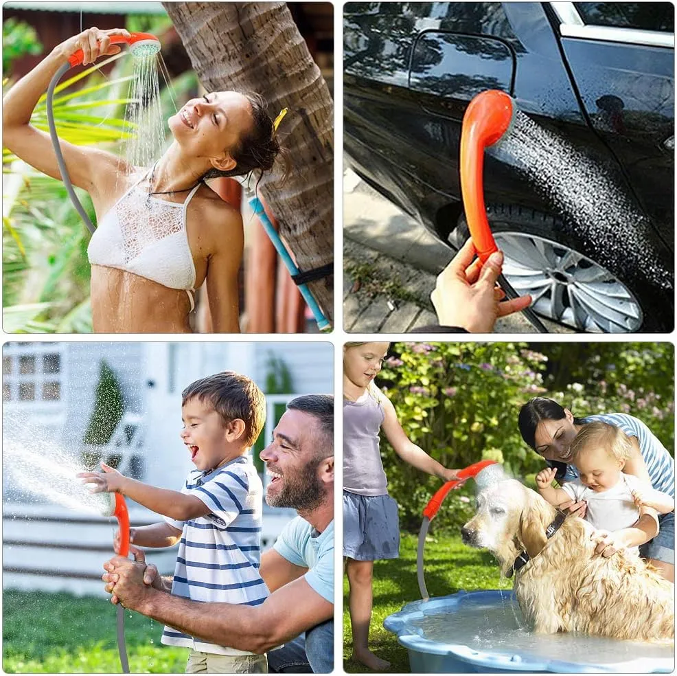 Portable Camping Shower Outdoor Camping Shower Pump Rechargeable Shower Head for Camping Hiking Traveling