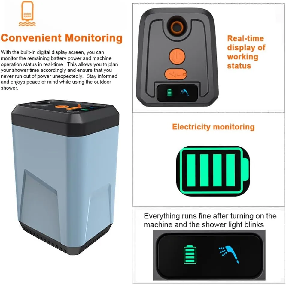 Portable Camping Shower Outdoor Electric Shower Pump Rechargeable Battery Powered Shower Waterproof Support 3 Water Modes for Camping Hiking Backpacking Travel Beach Pet Watering