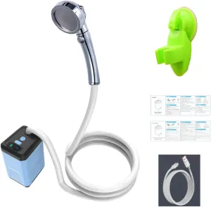 Portable Camping Shower Outdoor Handheld Electric Shower Rechargeable Electric Shower Pumps for Hiking Travel Beach