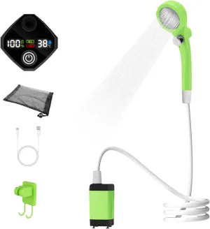 Portable Camping Shower, Outdoor Shower Pump with 6000mah Rechargeable Battery, Stepless AdjustmentElectric Camping Shower Head for Camping, Hiking, Traveling