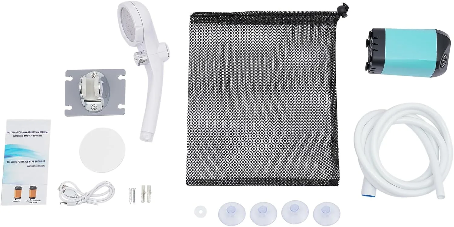 Portable Camping Shower, Outdoor Shower Pump with Built-in 4800mAh Rechargeable Battery, Water Pump Shower Head for Camping Hiking Traveling