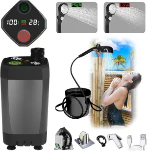 Portable Camping Shower Pump for Traveling: Water Pump with 6000mA Rechargeable Battery & Bucket for Family Camping Trip