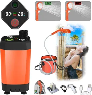 Portable Camping Shower Pump for Traveling: Water Pump with 6000mA Rechargeable Battery & Bucket for Family Camping Trip