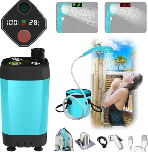 Portable Camping Shower Pump for Traveling: Water Pump with 6000mA Rechargeable Battery & Bucket for Family Camping Trip