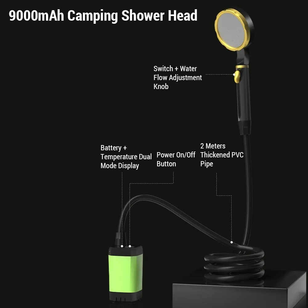 Portable Camping Shower Pump Rechargeable Electric Shower Pump Intelligent Digital Display for Outdoor Travel Hiking